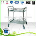 BDT208 Top quality 304 stainless steel hospital trolley with two shelf